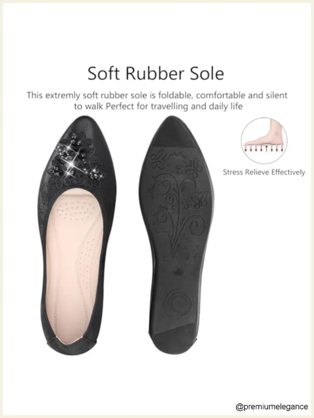 Women's Foldable Ballet Flats Rhinestone Bowknot PU Leather Pointed Toe Slip On